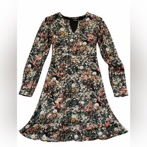 Scotch & Soda Floral Long Sleeve Dress - Black, Red, Green